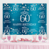 Couronne bleue et scintillante Joyeux 60e anniversaire Toile de fond